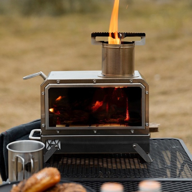 Camping Cooking Area - Stainless Steel Square Firewood Stove Portable