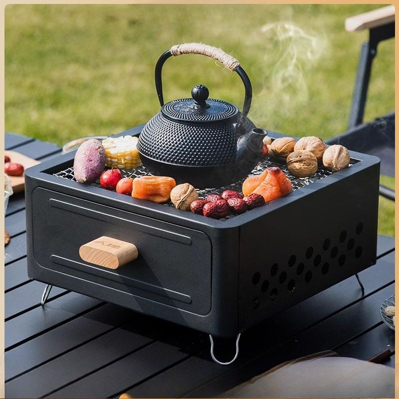 Camping Cooking Area - Portable Charcoal BBQ Grill Square Enclosure