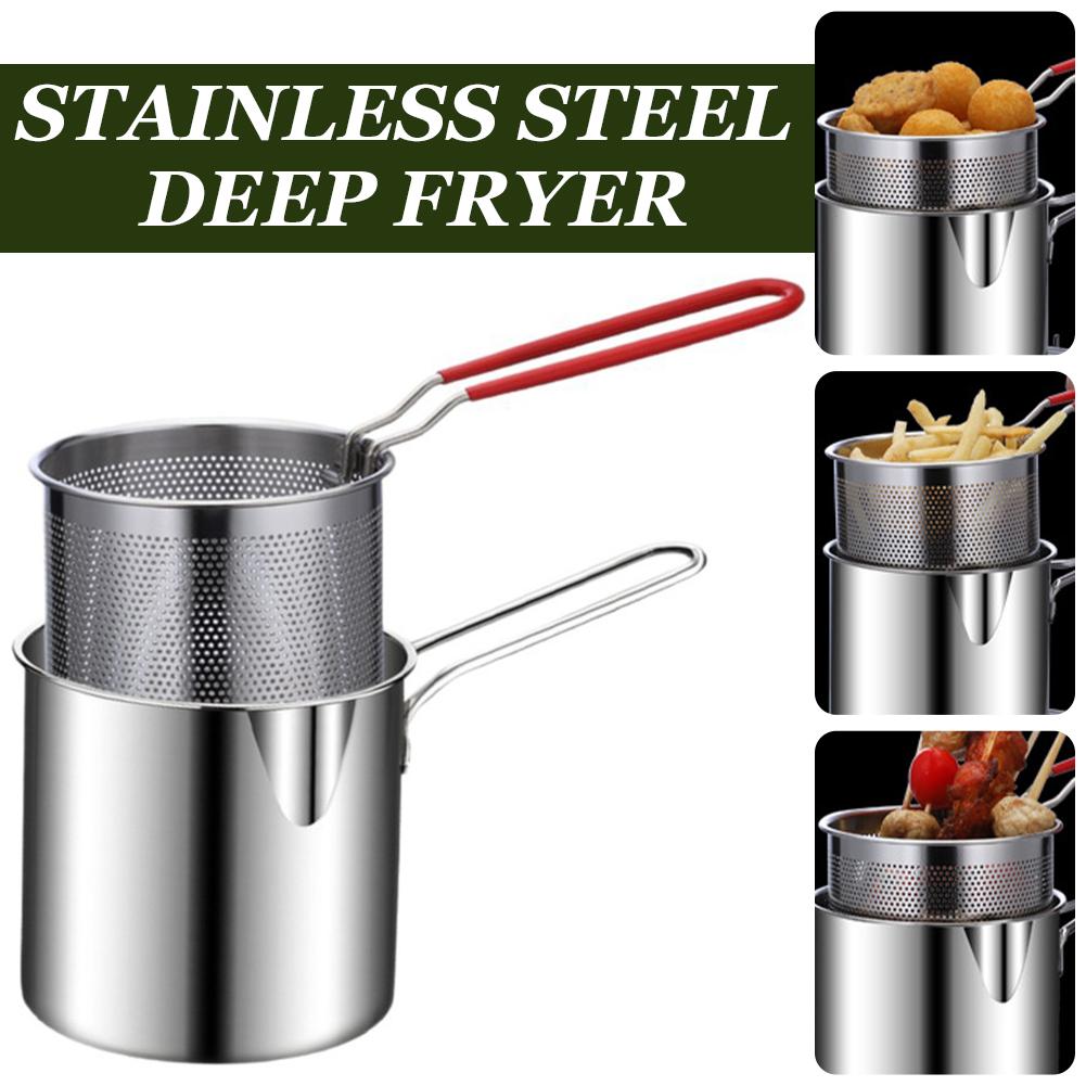Camping Cooking Pan Set - Stainless Steel Deep Frying Pot Set