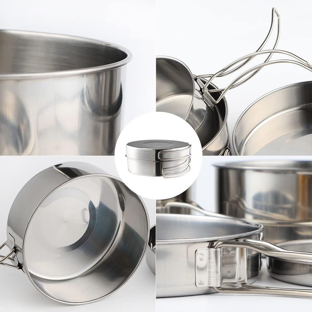 4 Pcs Portable Stainless Steel - Camping Cooking Pots And Pans review and price