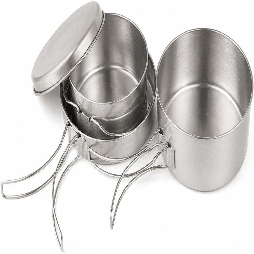 4 Pcs Portable Stainless Steel - Camping Cooking Pots And Pans review and price