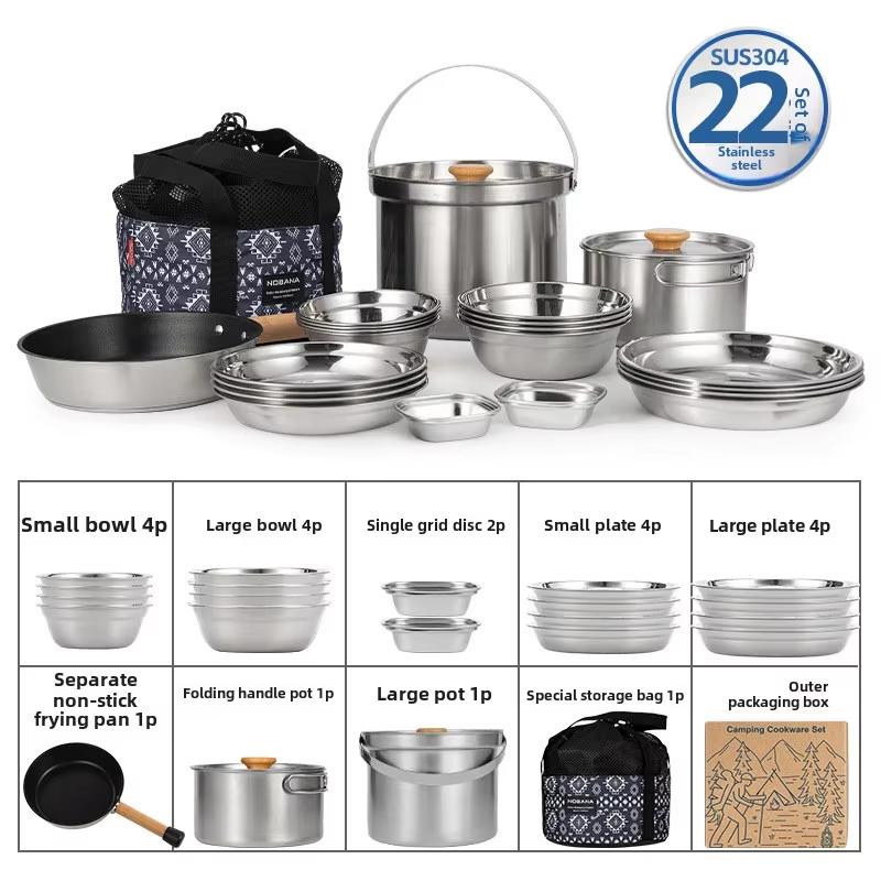 NOBANA Newest Outdoor Stainles - Camping Cooking Pots And Pans review and price