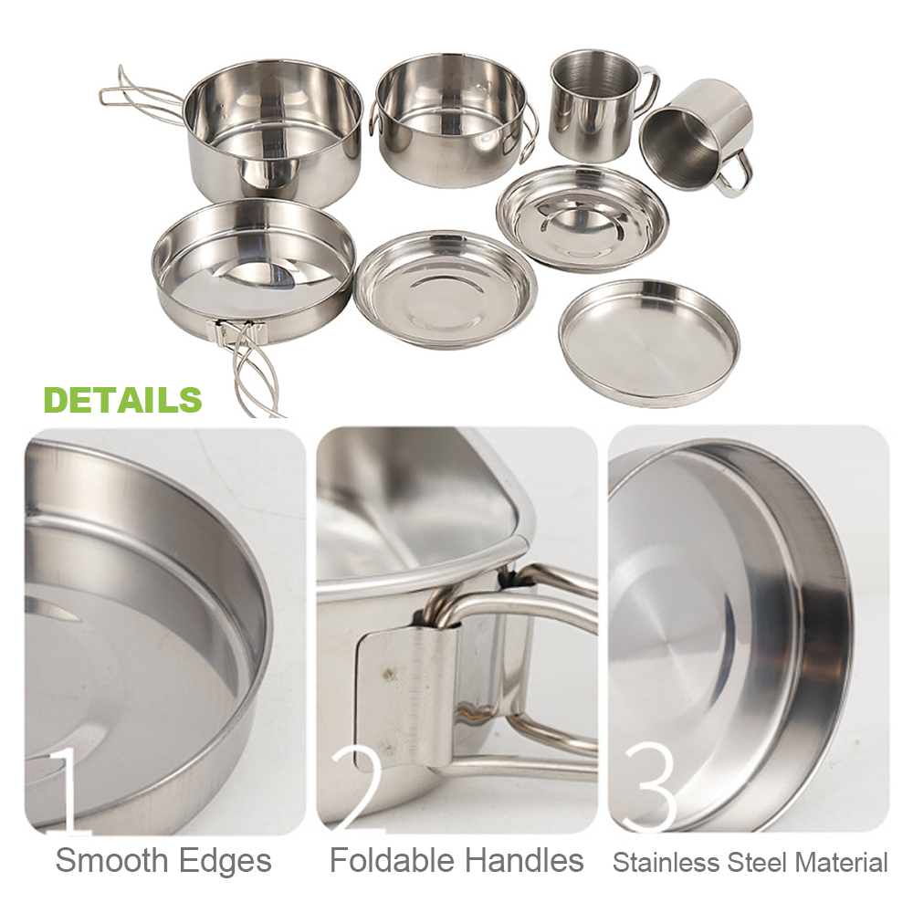 Camping Cookware Mess Kit 8PCS - Camping Cooking Hot Plate review and price
