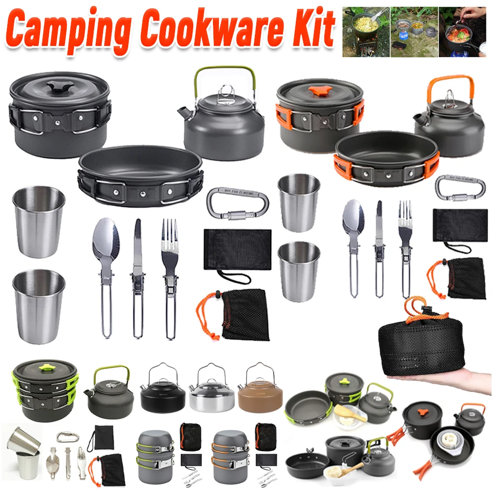 Camping Cookware Kit Kettle Po - Camping Cooking Pots And Pans review and price