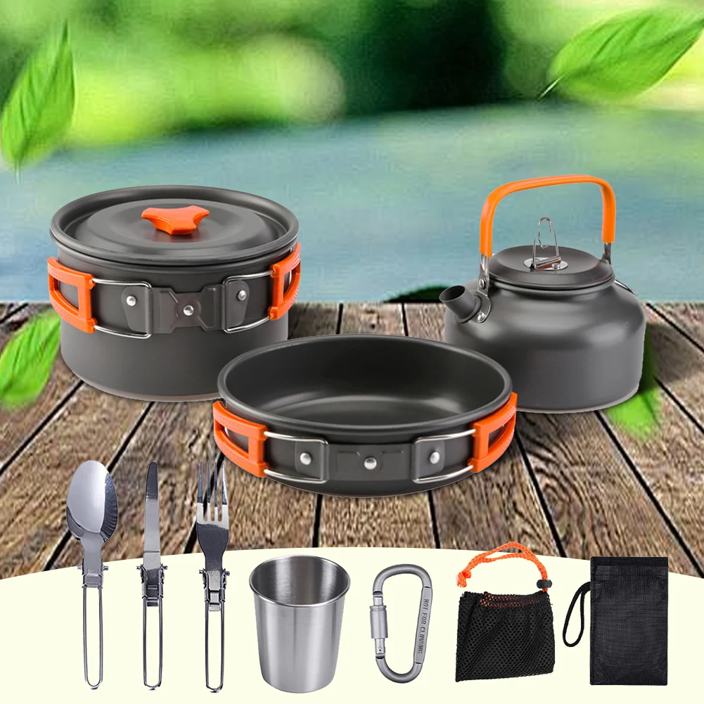 Camping Cookware Kit Kettle Po - Camping Cooking Pots And Pans review and price