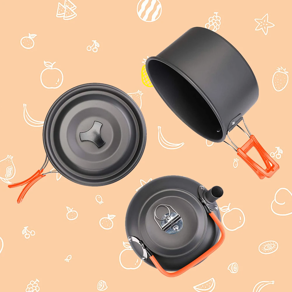 Camping Cookware Kit Kettle Po - Camping Cooking Pots And Pans review and price