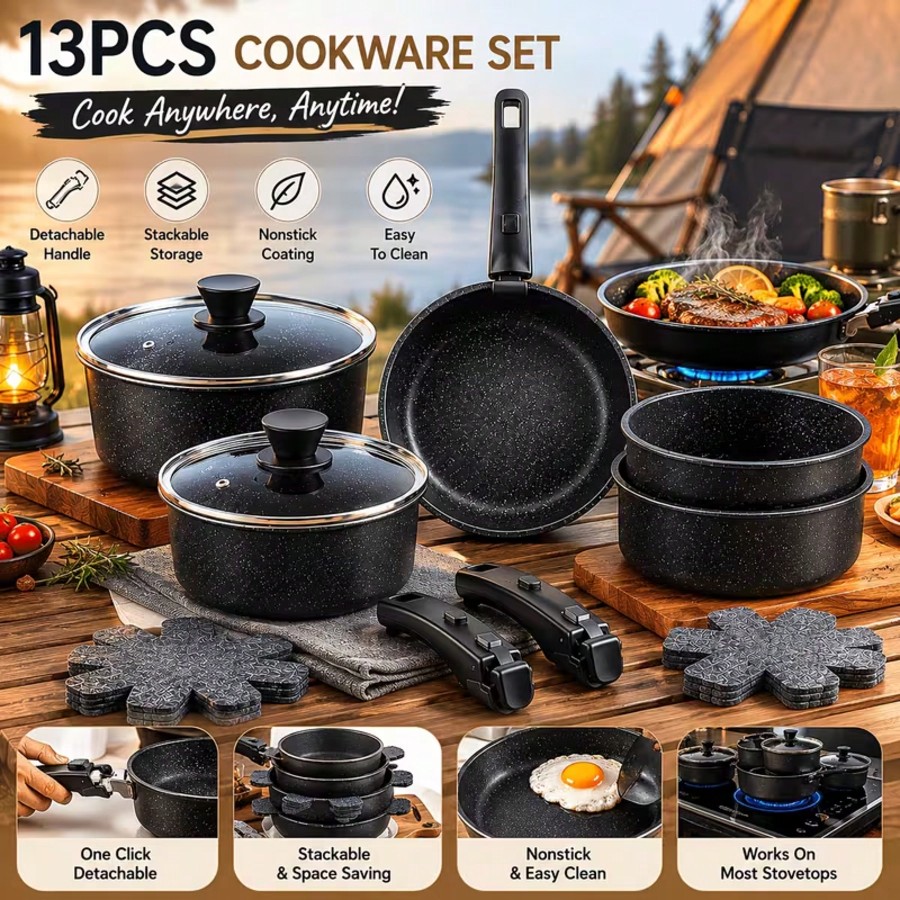 Premium 13PCS Nonstick Cookwar - Camping Cooking Pots And Pans review and price