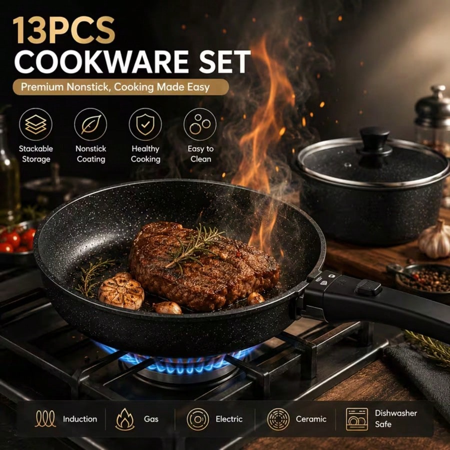Premium 13PCS Nonstick Cookwar - Camping Cooking Pots And Pans review and price