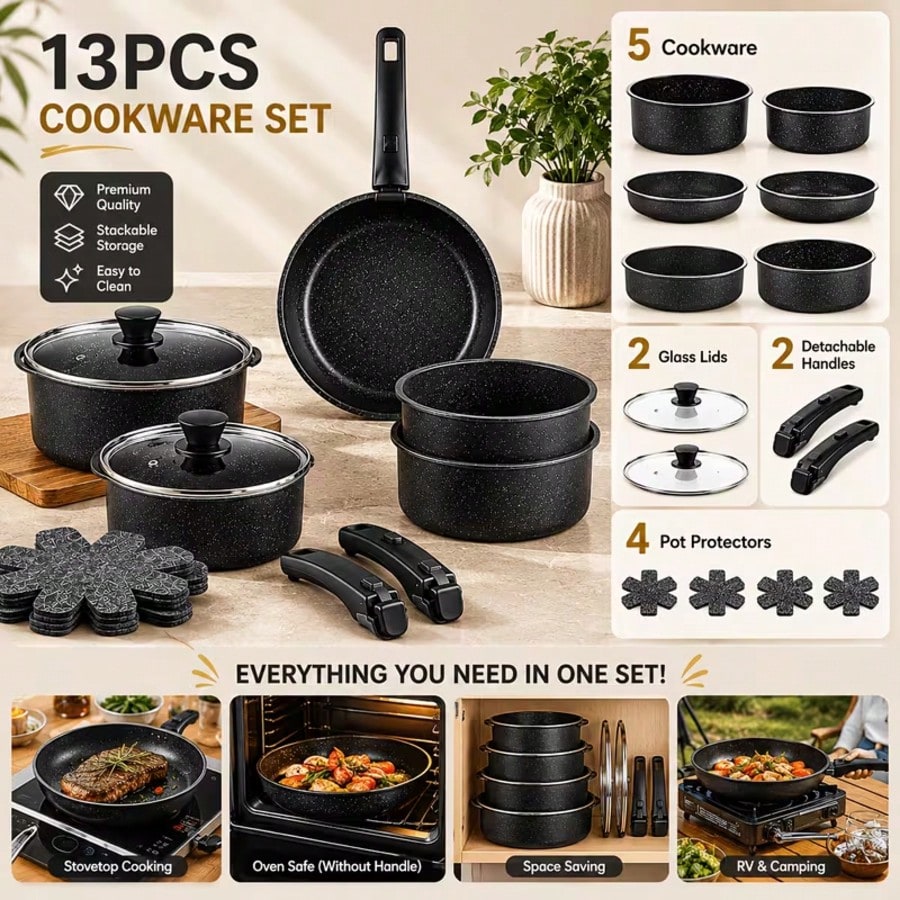 Premium 13PCS Nonstick Cookwar - Camping Cooking Pots And Pans review and price